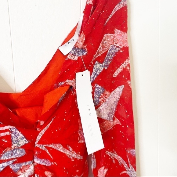 IRO Dress NWT Adecruz Red Long Sleeve Silk Mini Dress New Size 34 2 - Picture 9 of 10